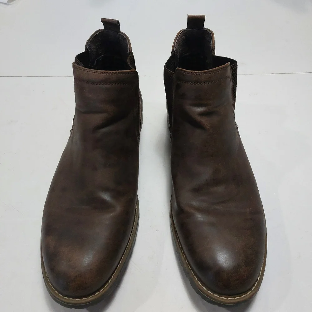 BRUNO MARC Men's Brown Leather Chelsea Boots size 12